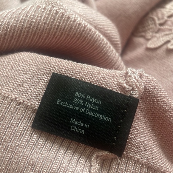 Lane Bryant Plus Sweater woman pale pink lace floral panel long sleeve New 18/20 - Picture 5 of 9